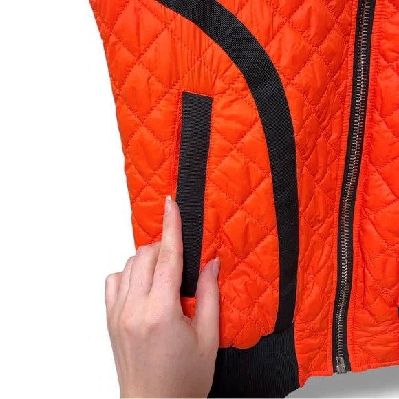Philipp Plein Orange Quilted Gilet Puffer Vest with Black Details Size Large - Picture 7 of 12